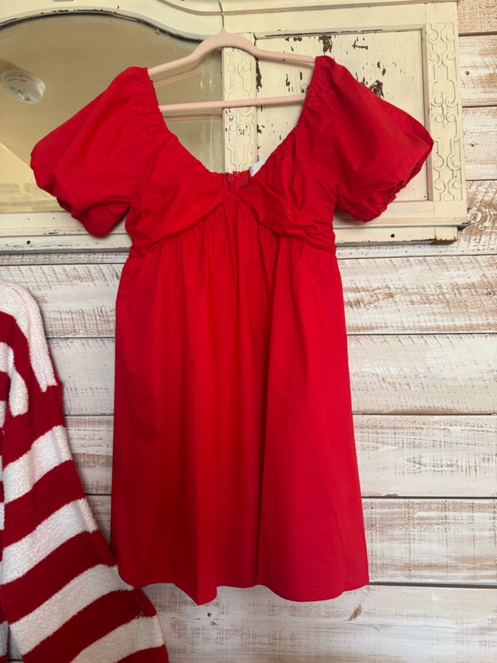 Red Puff Sleeve  Dress
